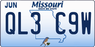 MO license plate QL3C9W