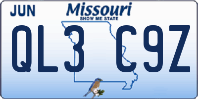 MO license plate QL3C9Z