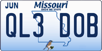 MO license plate QL3D0B