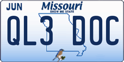 MO license plate QL3D0C
