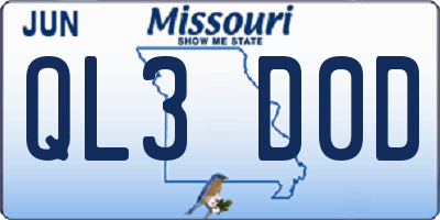 MO license plate QL3D0D