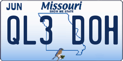 MO license plate QL3D0H