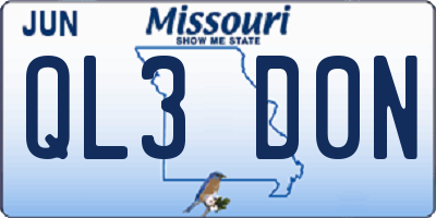MO license plate QL3D0N