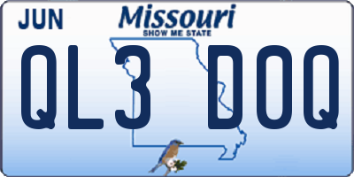 MO license plate QL3D0Q