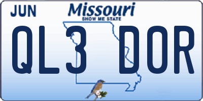 MO license plate QL3D0R