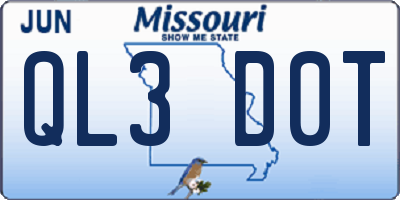 MO license plate QL3D0T
