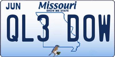 MO license plate QL3D0W