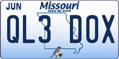 MO license plate QL3D0X