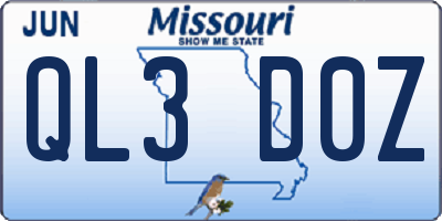 MO license plate QL3D0Z