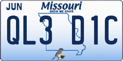 MO license plate QL3D1C