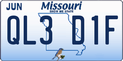 MO license plate QL3D1F