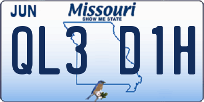 MO license plate QL3D1H