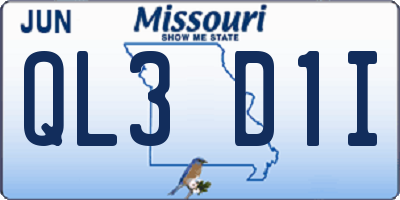 MO license plate QL3D1I