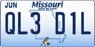 MO license plate QL3D1L