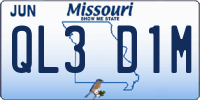 MO license plate QL3D1M