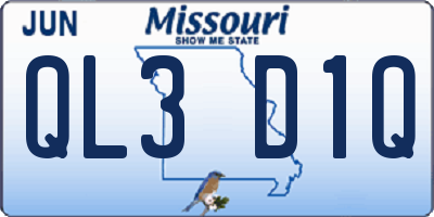 MO license plate QL3D1Q