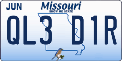 MO license plate QL3D1R