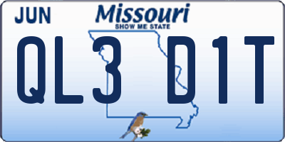 MO license plate QL3D1T