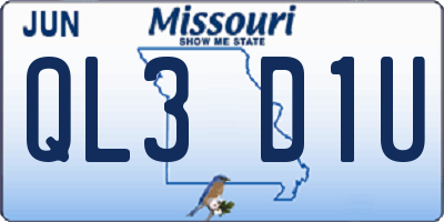 MO license plate QL3D1U