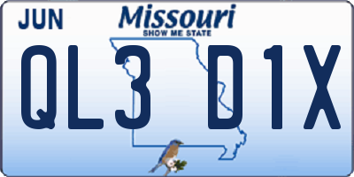 MO license plate QL3D1X