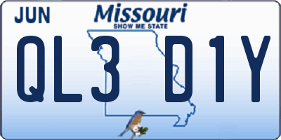 MO license plate QL3D1Y