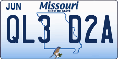 MO license plate QL3D2A