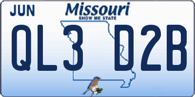 MO license plate QL3D2B