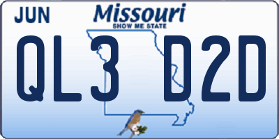 MO license plate QL3D2D