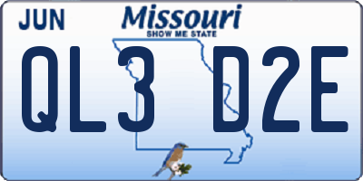 MO license plate QL3D2E