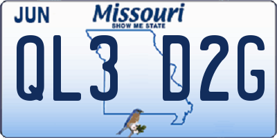 MO license plate QL3D2G