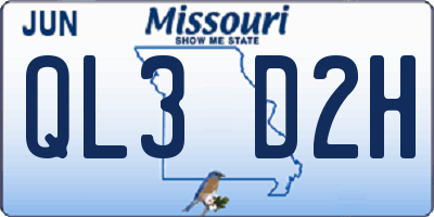 MO license plate QL3D2H