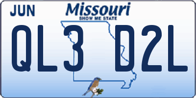 MO license plate QL3D2L