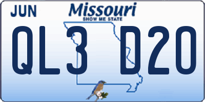 MO license plate QL3D2O
