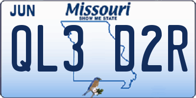MO license plate QL3D2R