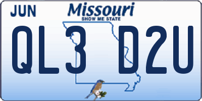 MO license plate QL3D2U