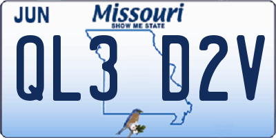 MO license plate QL3D2V
