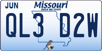 MO license plate QL3D2W