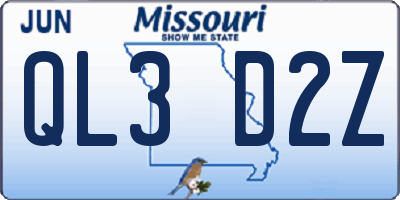 MO license plate QL3D2Z