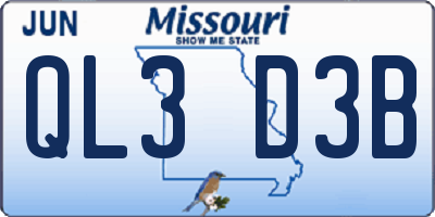 MO license plate QL3D3B