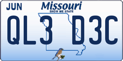 MO license plate QL3D3C