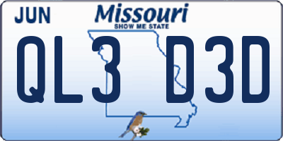 MO license plate QL3D3D
