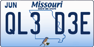 MO license plate QL3D3E