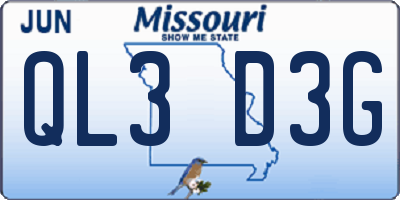 MO license plate QL3D3G