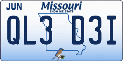 MO license plate QL3D3I