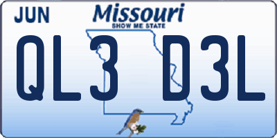 MO license plate QL3D3L