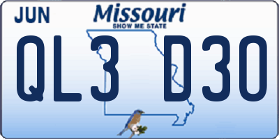 MO license plate QL3D3O