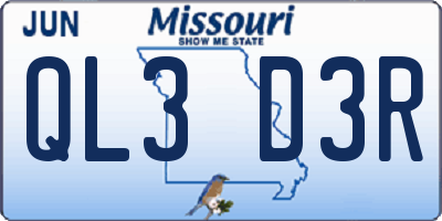 MO license plate QL3D3R