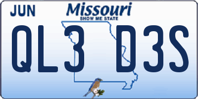 MO license plate QL3D3S