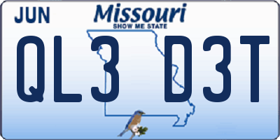 MO license plate QL3D3T