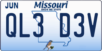 MO license plate QL3D3V